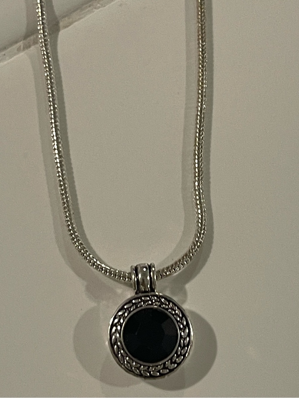 Napier Silver Pendant Necklace with Onyx  Gem Jewelry - Picture 2 of 8